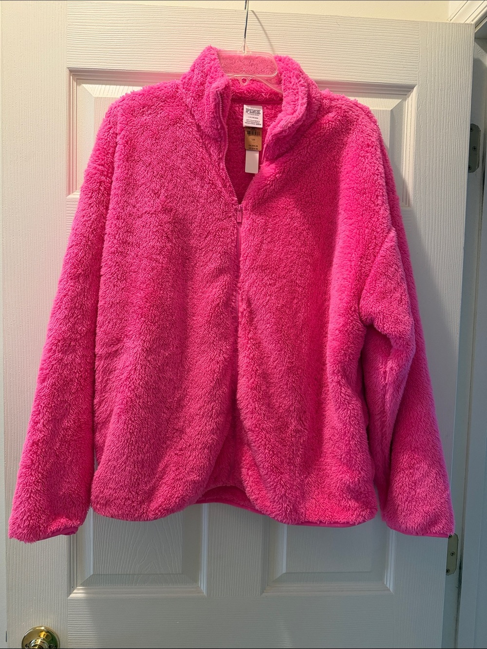 NWT PINK Victoria's Secret Hot Pink zipper Plush Jacket with pockets